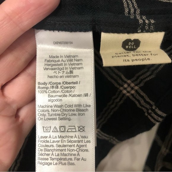 Madewell True Black Windowpane Chelston V-Neck Button Front Top Size XL NWT - Picture 10 of 11